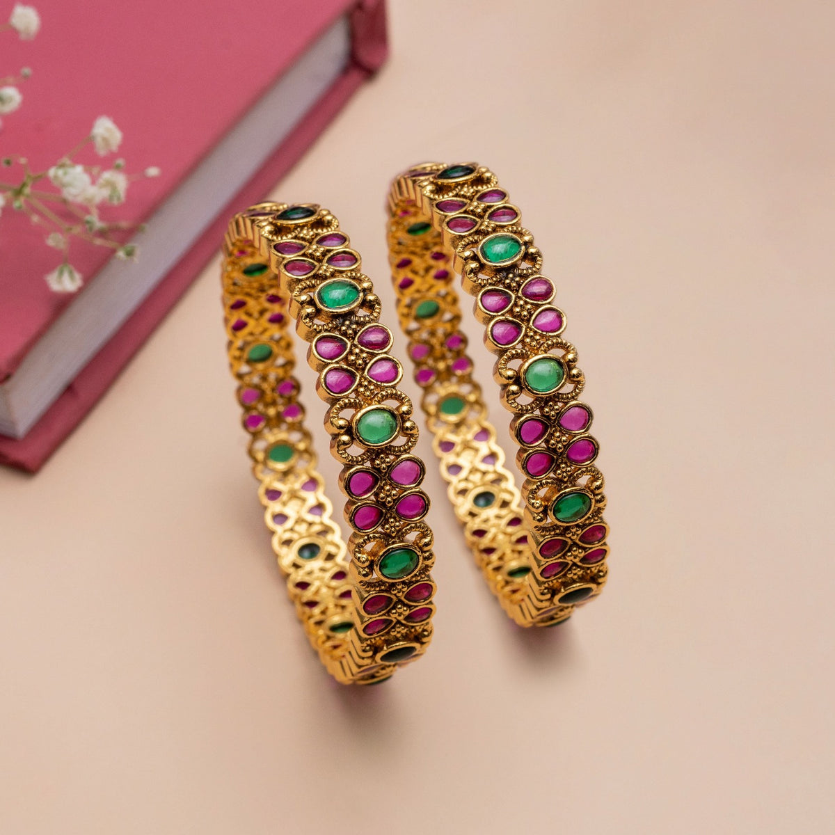 Sudha Antique Multi Stone Bangles