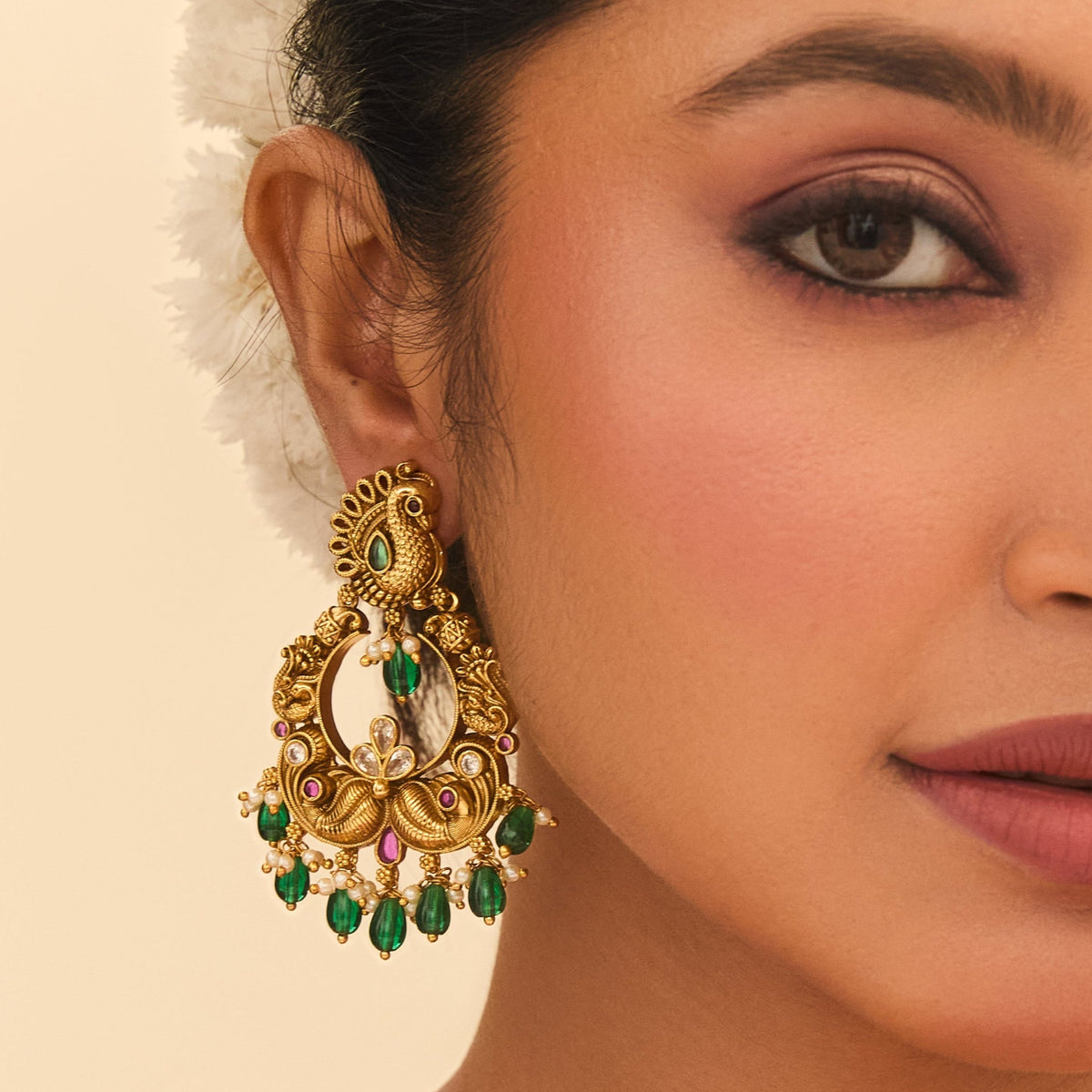 Mayurika Antique Chandbali Earrings