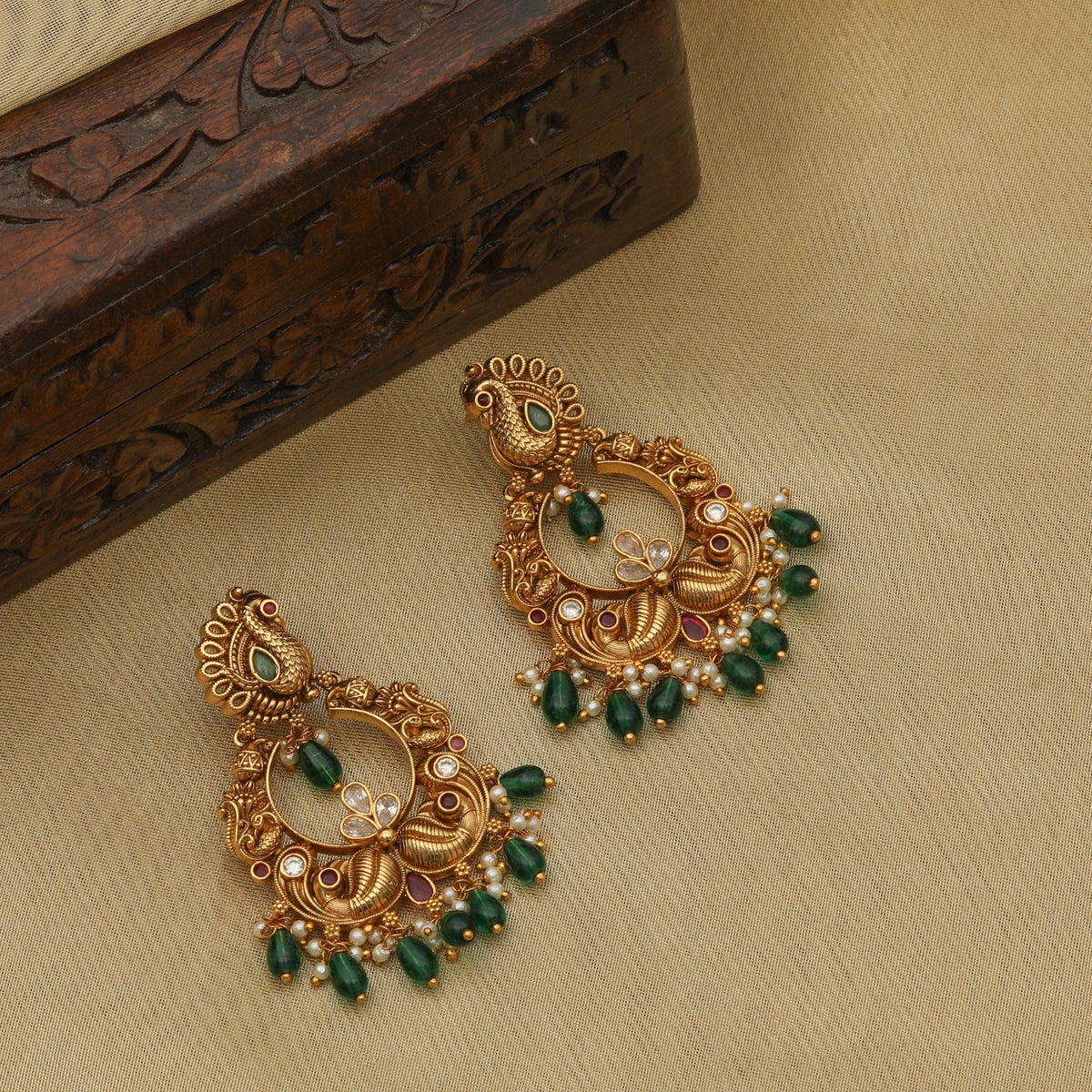 Mayurika Antique Chandbali Earrings