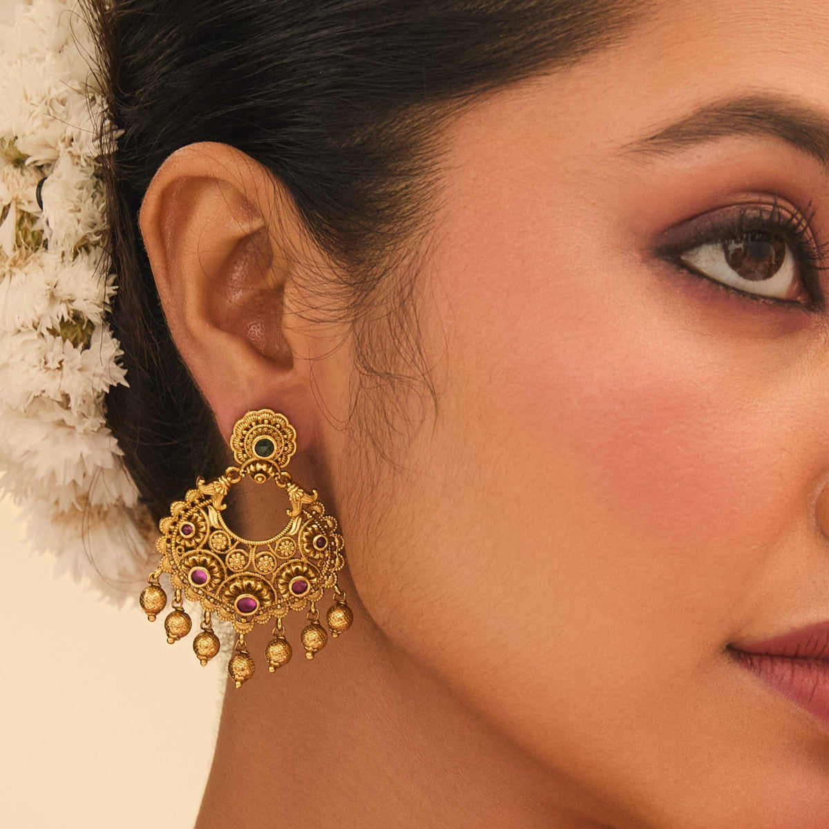 Bhavya Antique Chandbali Earrings