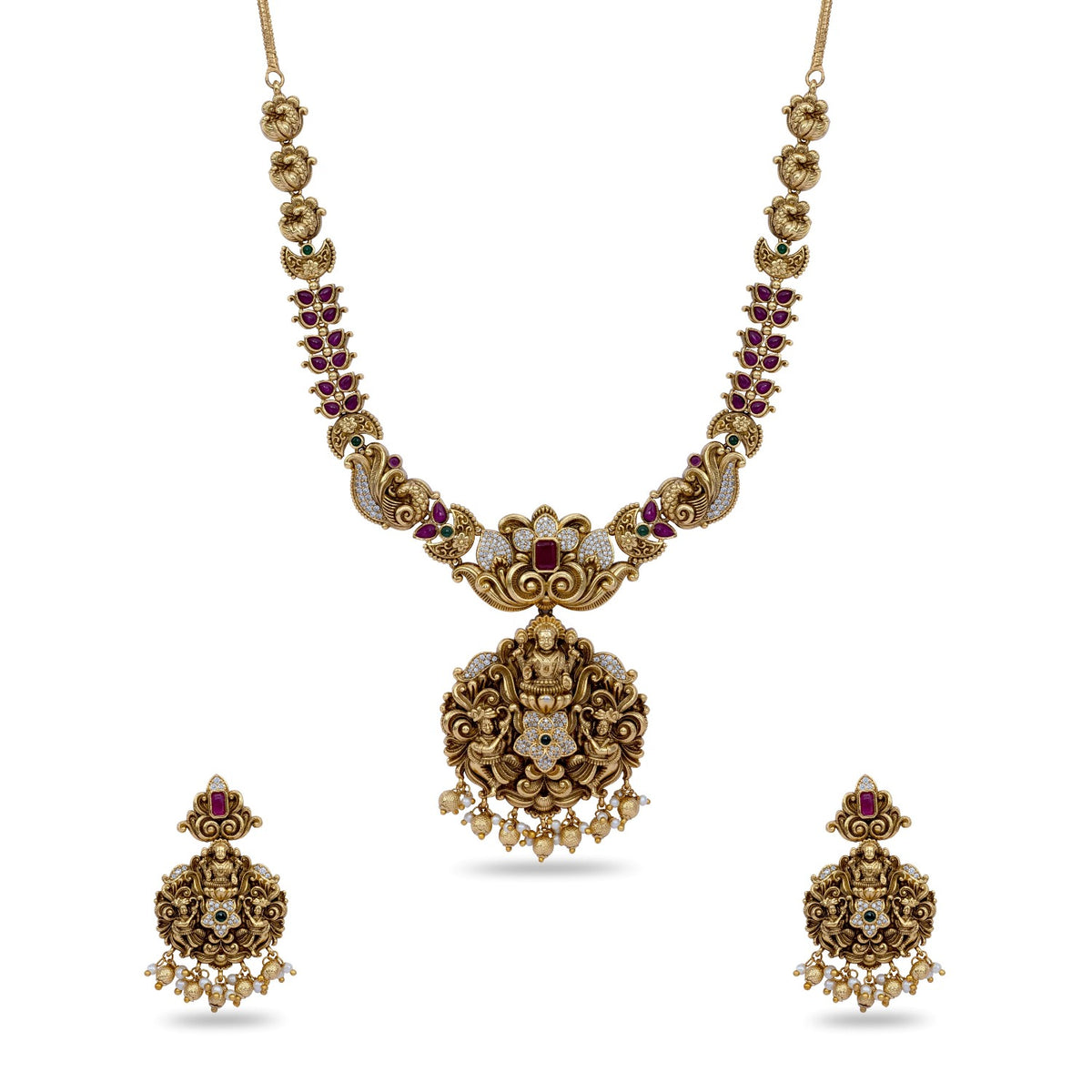 Akshara Antique Temple Necklace Set