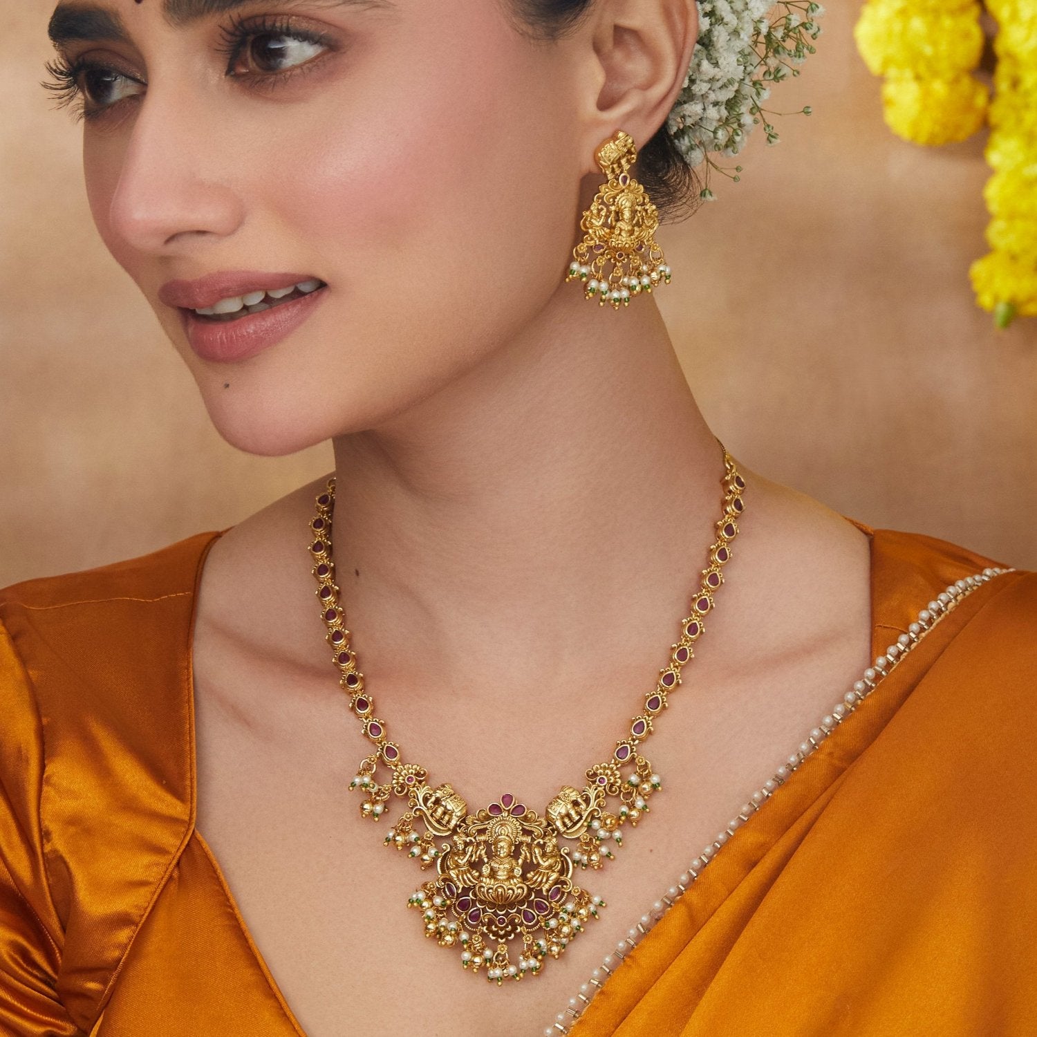 Shreya Temple Necklace Set