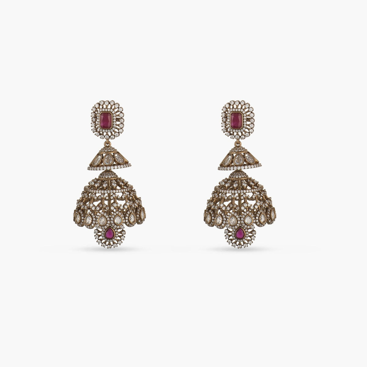 Layered Nakshatra CZ Jhumka Earrings