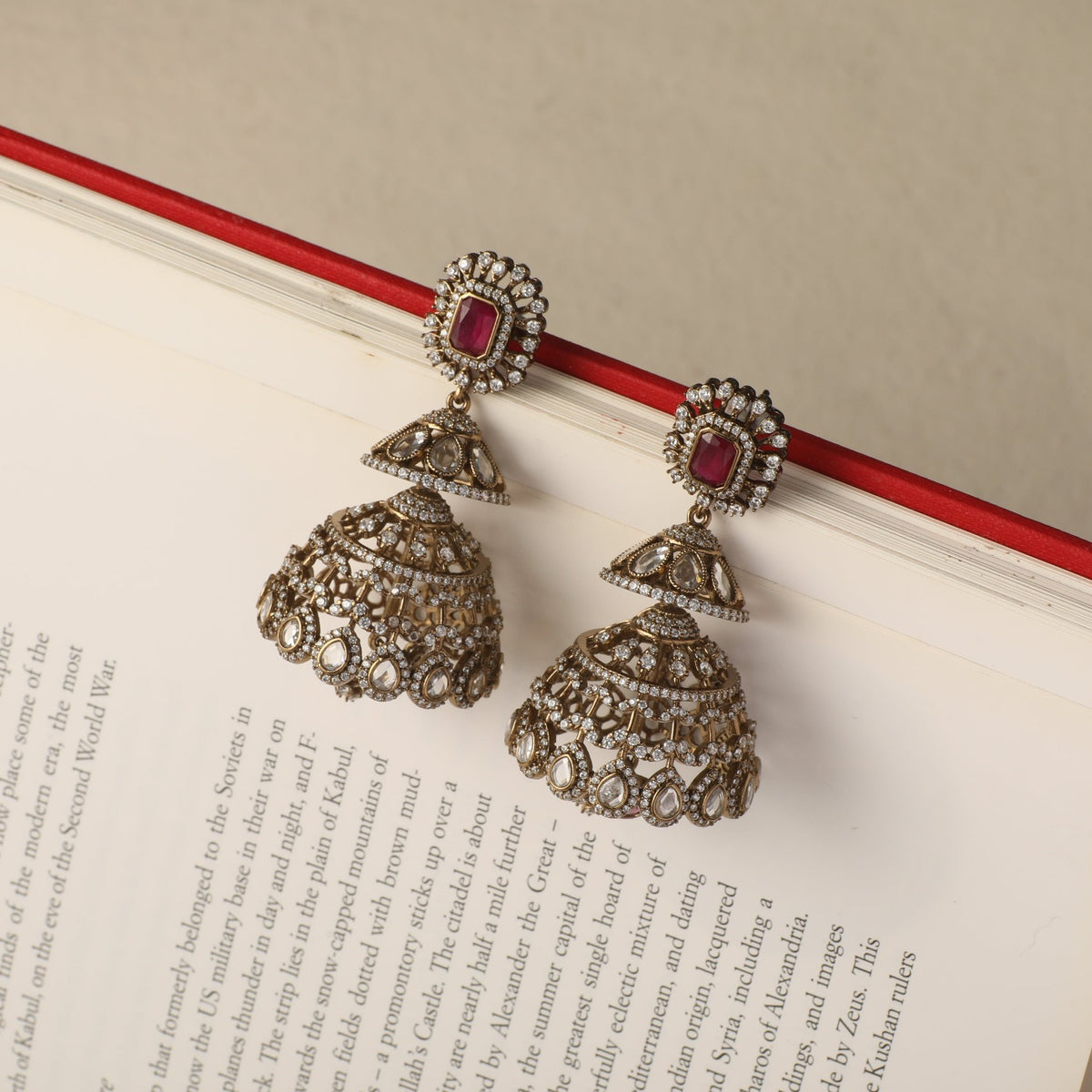 Layered Nakshatra CZ Jhumka Earrings