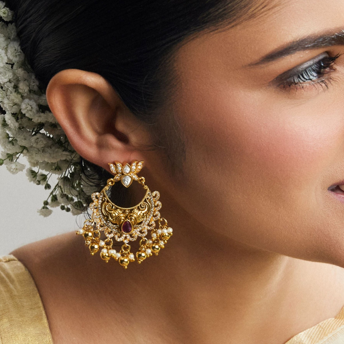 Pankaja Antique Chandbali Earrings