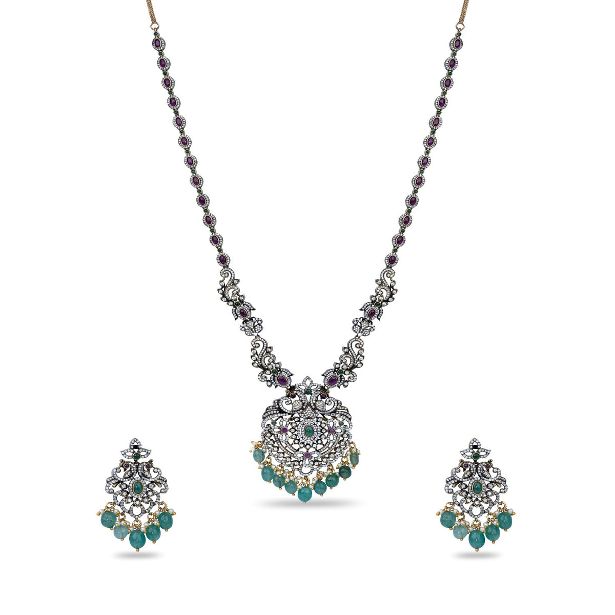 Elanor Nakshatra CZ Long Necklace Set