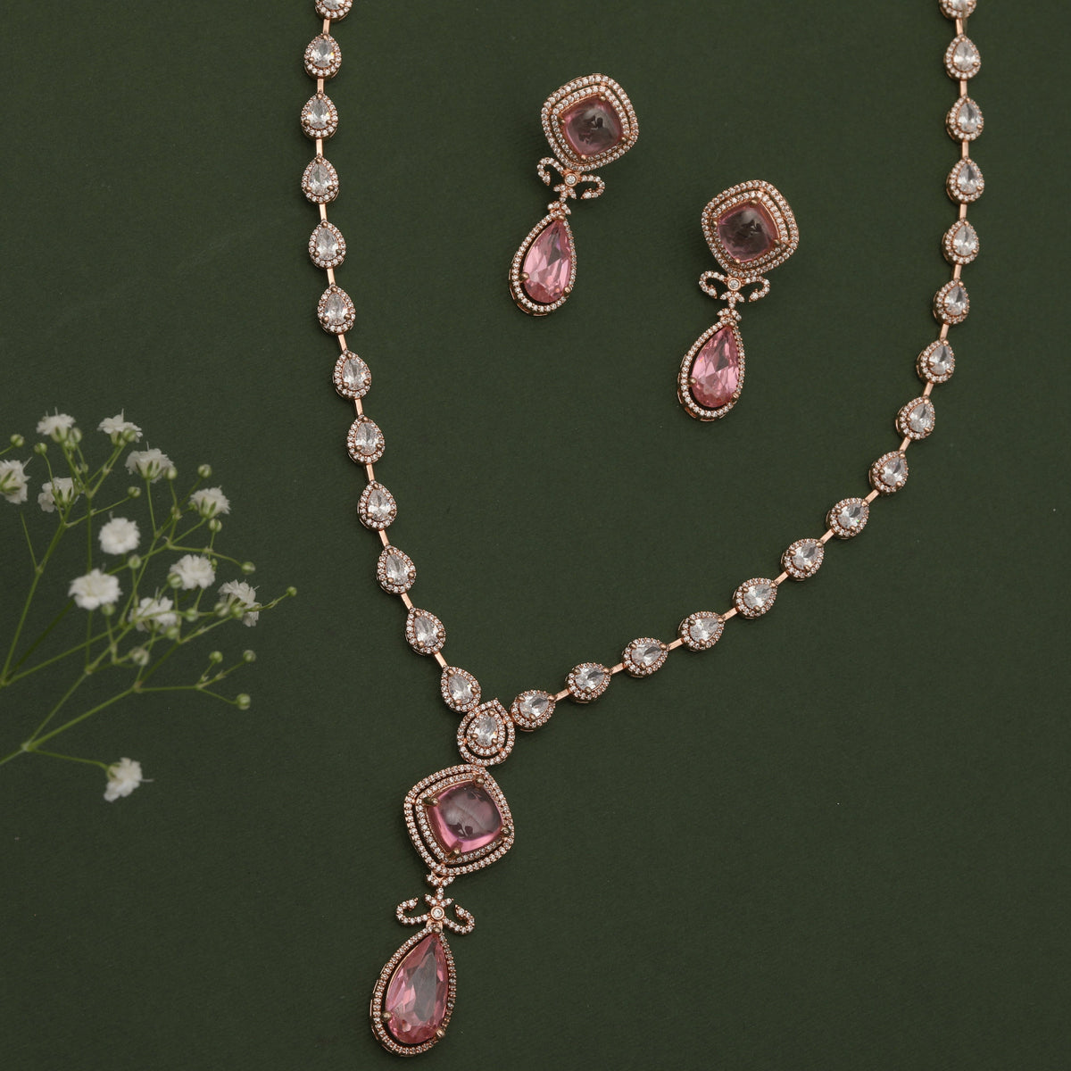 Blush Nakshatra CZ Necklace Set