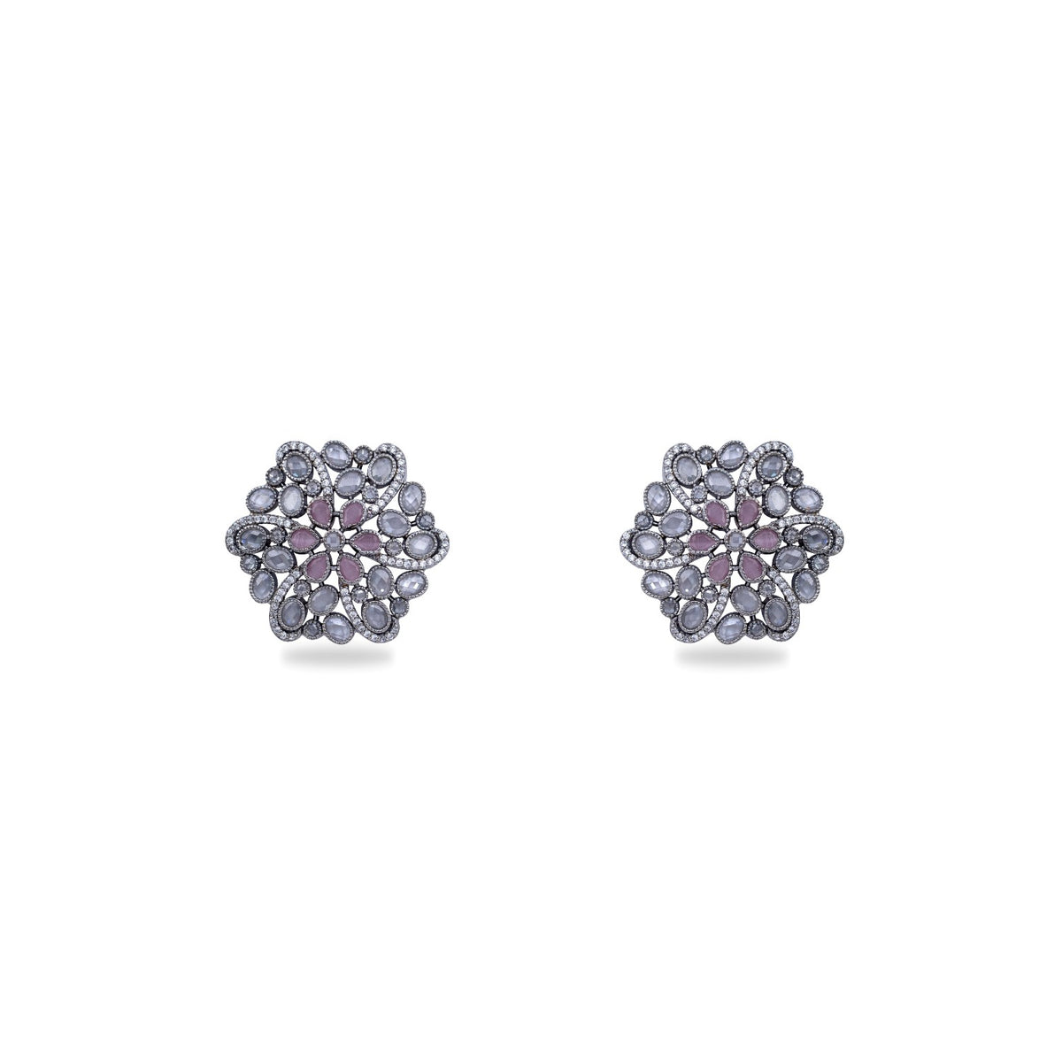 An image of a pair of stud earrings, crafted with Cubic Zirconia.