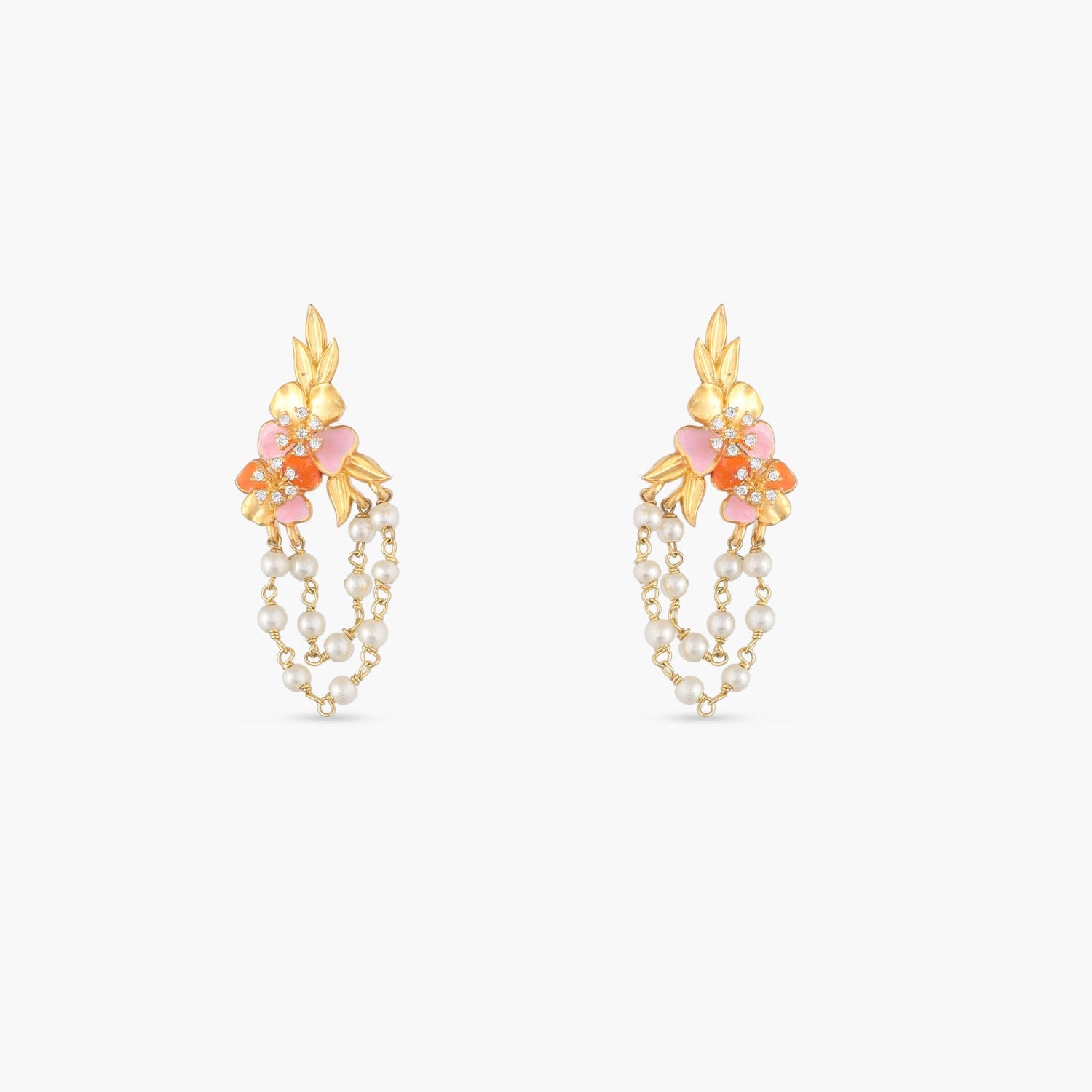 White and pink stone chain with matching earrings – Jhillmill Fashion  Jewellery