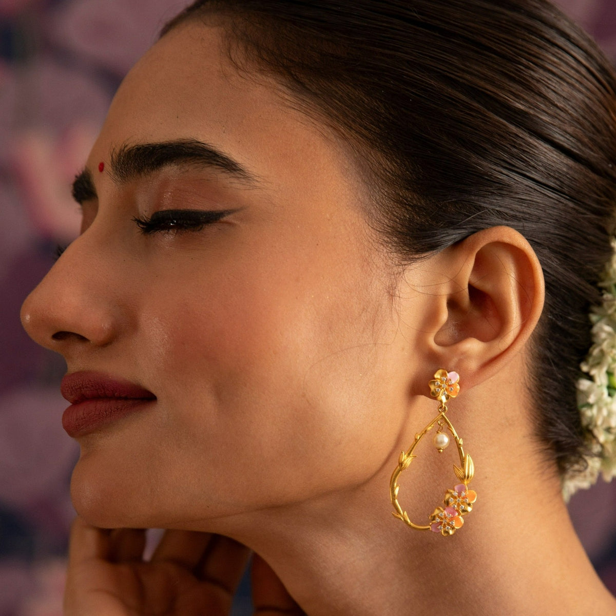 Jalaja Statement Floral Drop Earrings