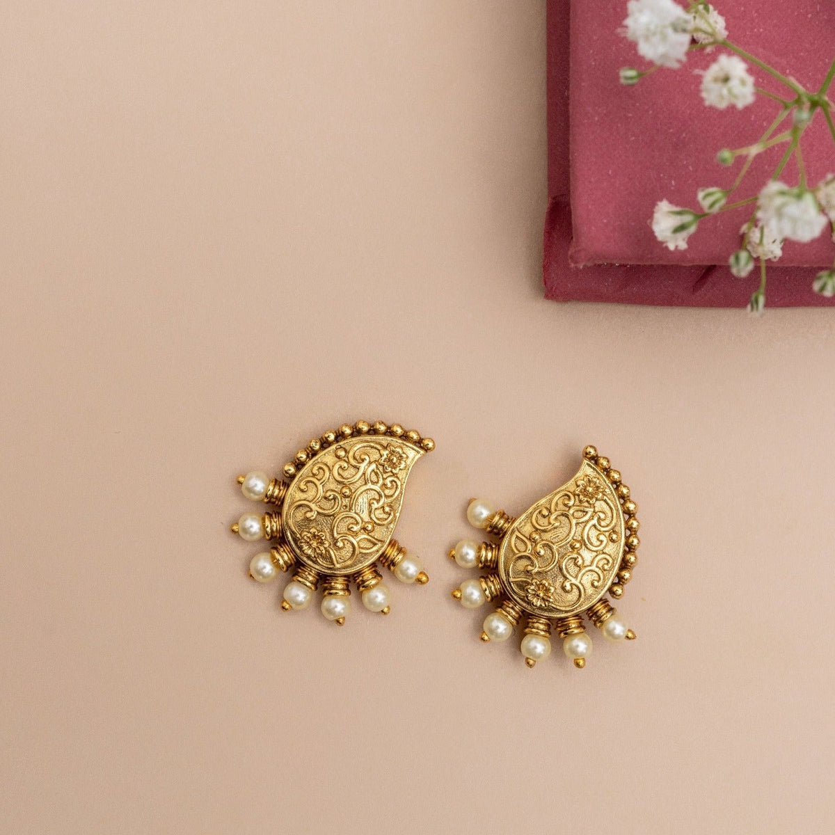 Mango Motif Antique Stud Earrings