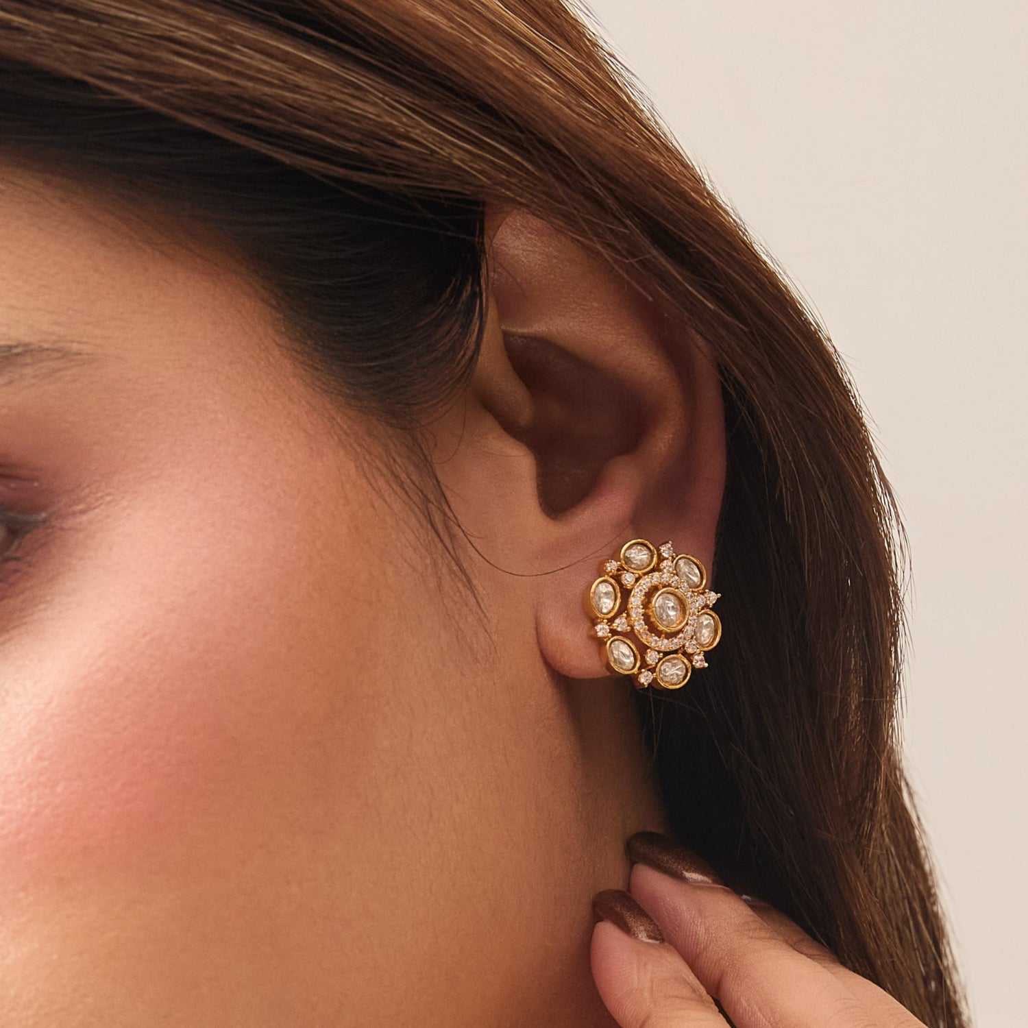 Regal Kundan Stud Earrings