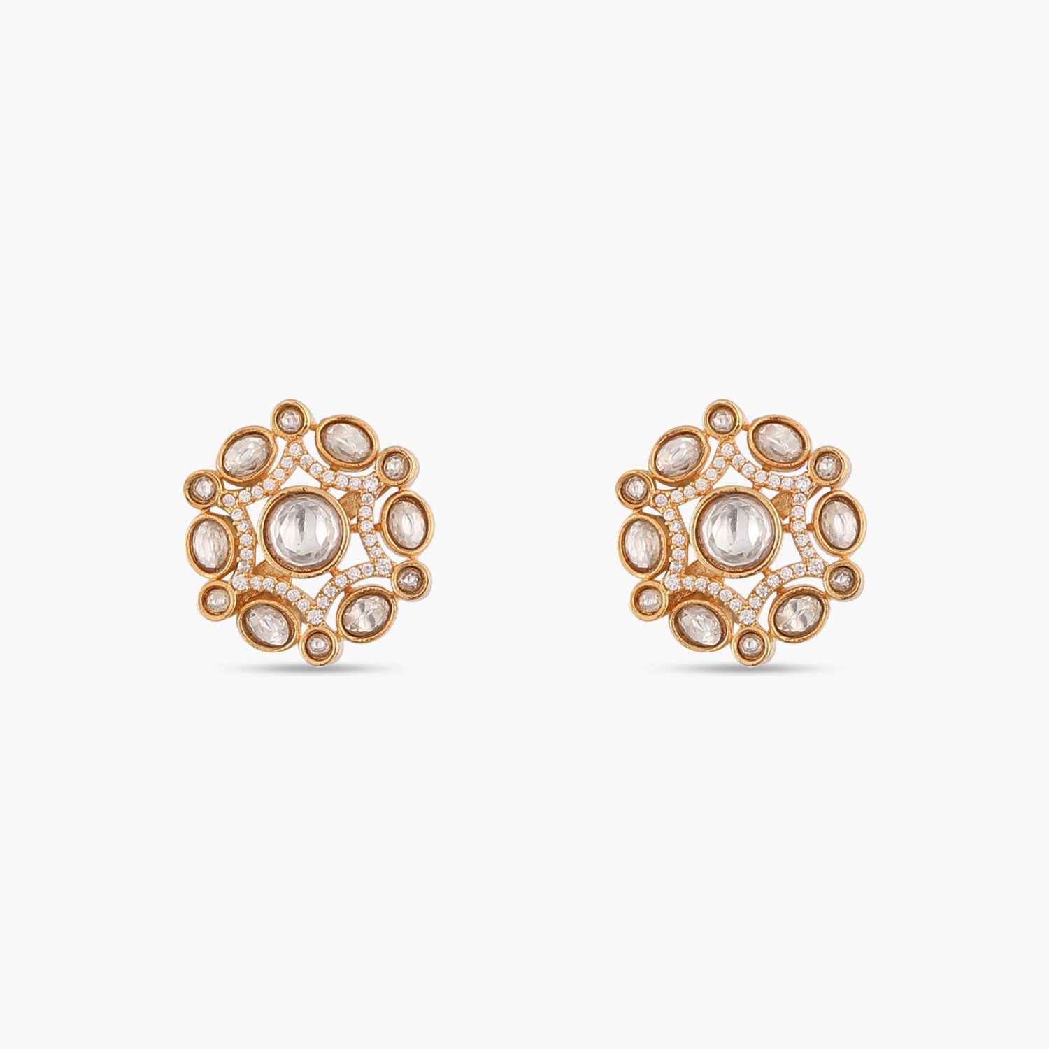 Classic Round Kundan Stud Earrings