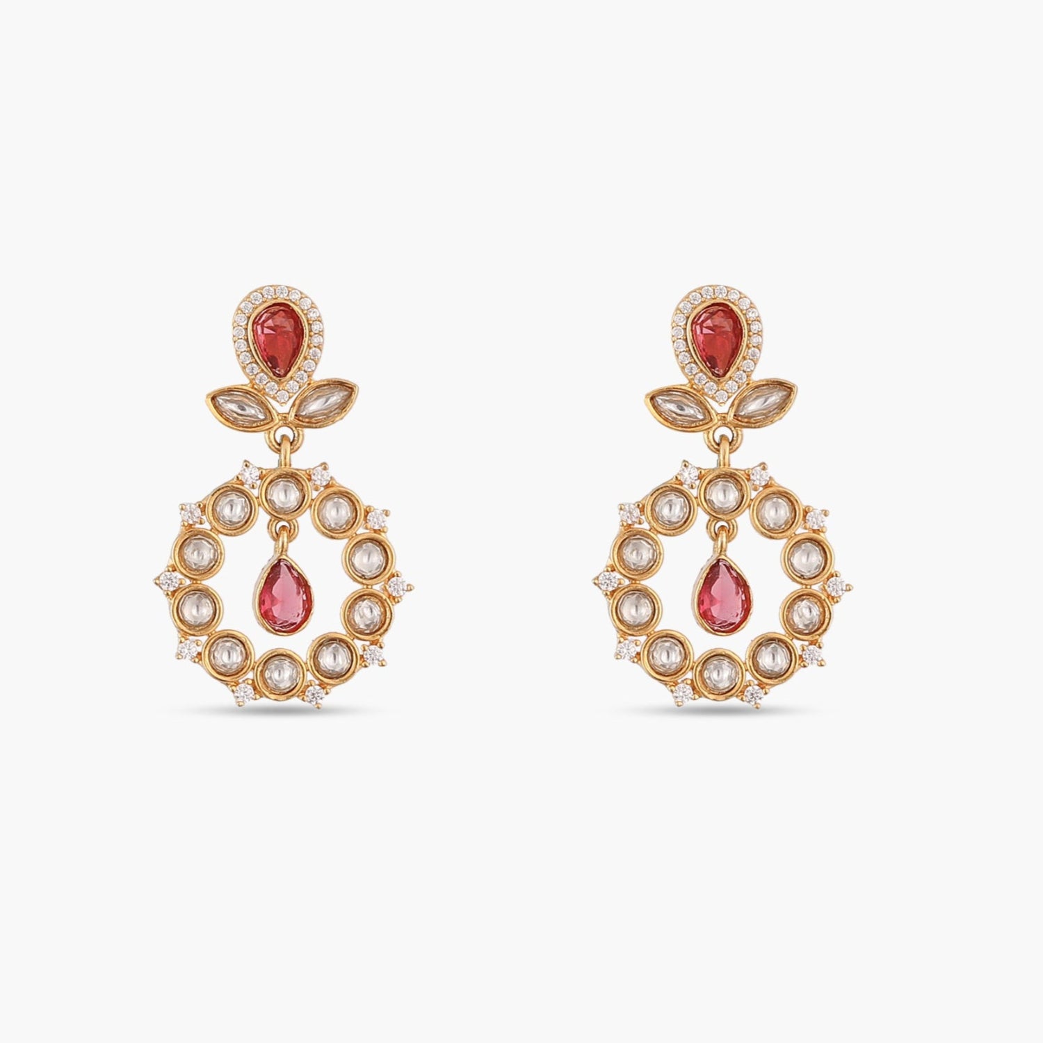 Scarlet Glow Kundan Earrings