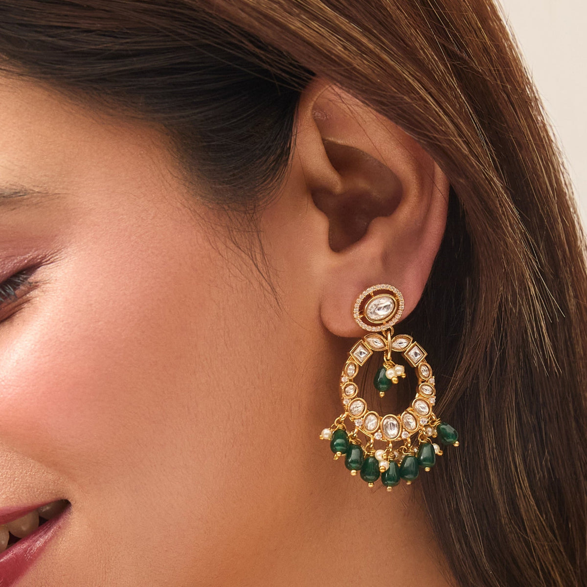 Avira Kundan Chandbali Earrings