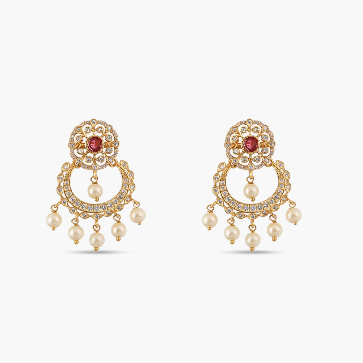 Vaishnavi Nakshatra CZ Chandbali Earrings