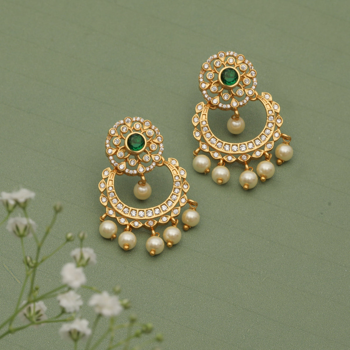 Sampriti Nakshatra CZ Chandbali Earrings