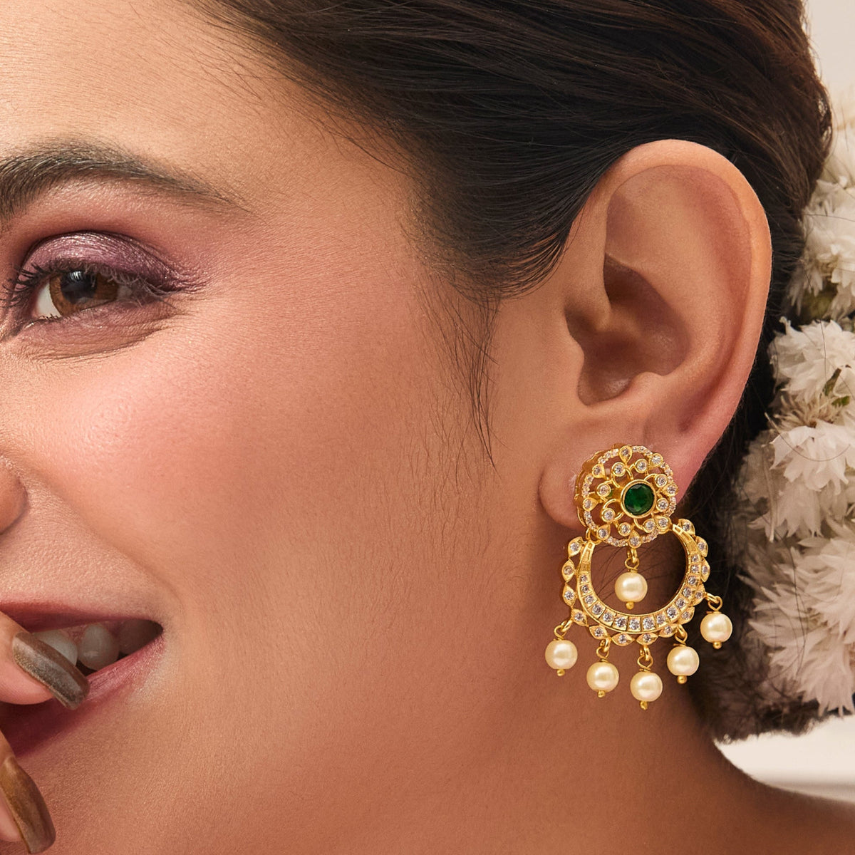 Sampriti Nakshatra CZ Chandbali Earrings