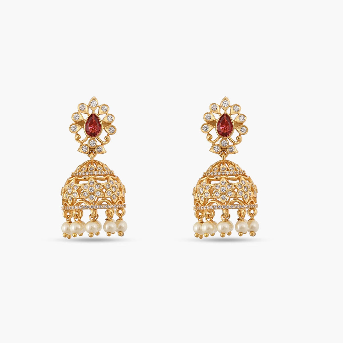 Mayura Nakshatra CZ Jhumka Earrings