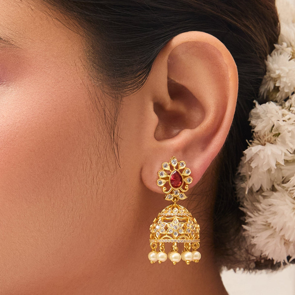 Mayura Nakshatra CZ Jhumka Earrings