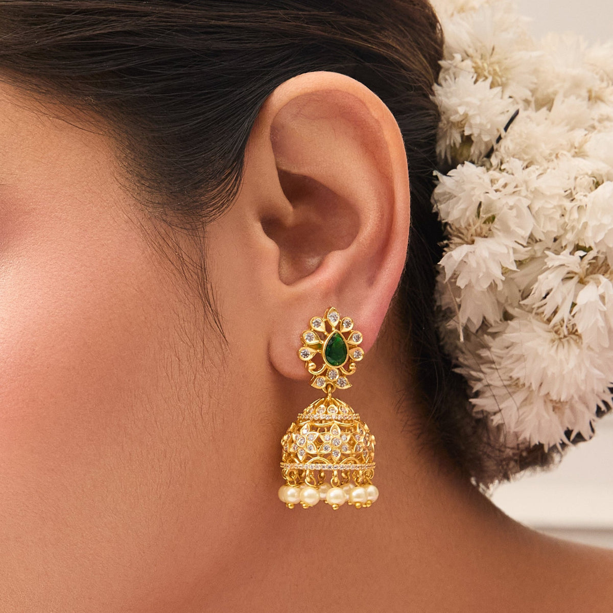 Harini Nakshatra CZ Jhumka Earrings