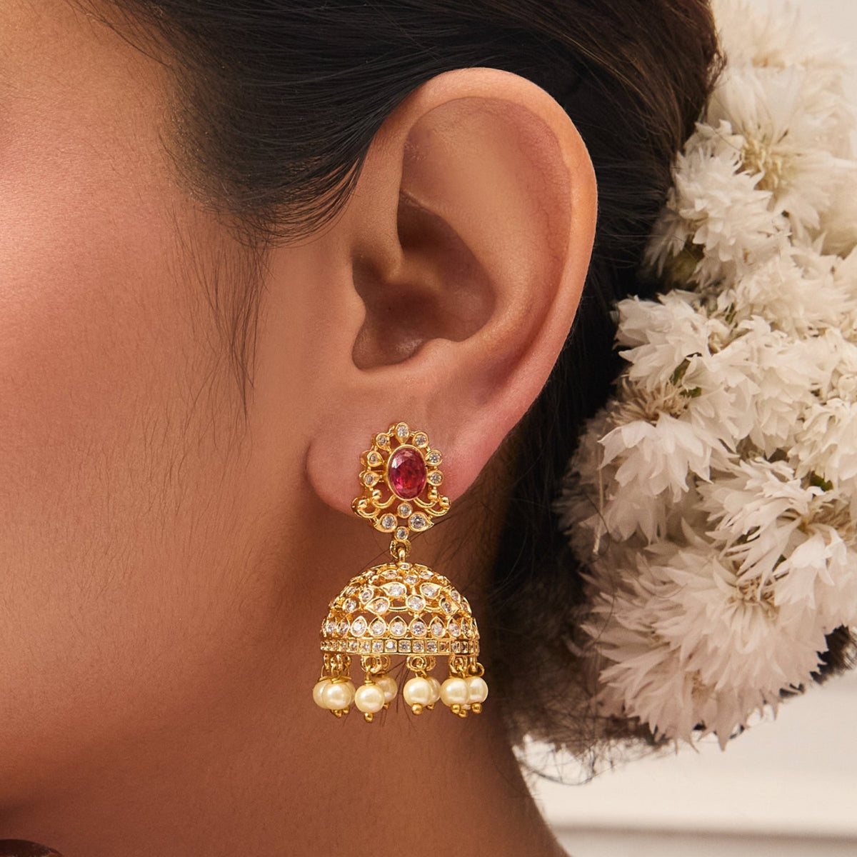 Kashvi Nakshatra CZ Jhumka Earrings