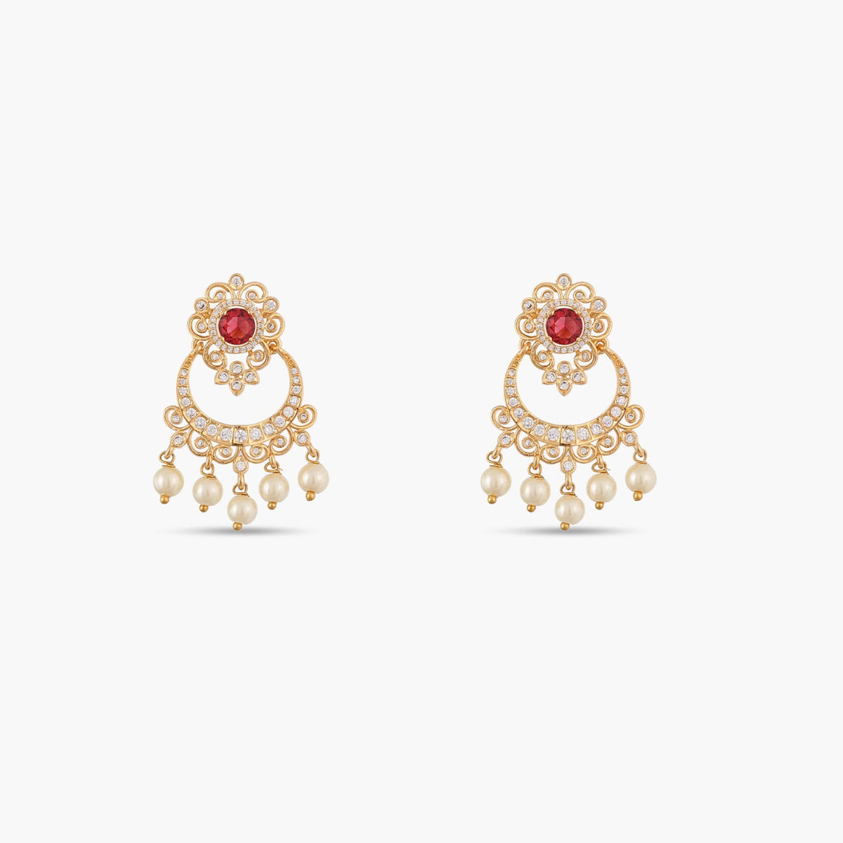 Sharvani Nakshatra CZ Chandbali Earrings