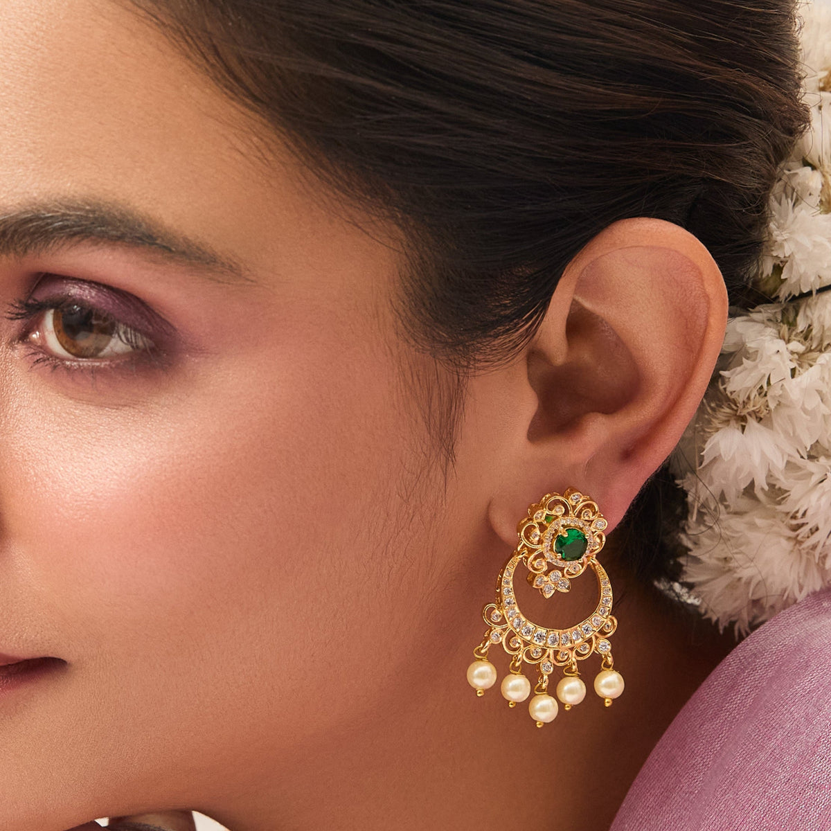 Avani Nakshatra CZ Chandbali Earrings