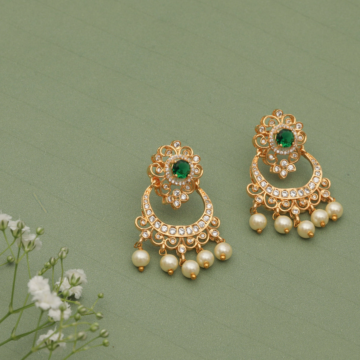 Avani Nakshatra CZ Chandbali Earrings