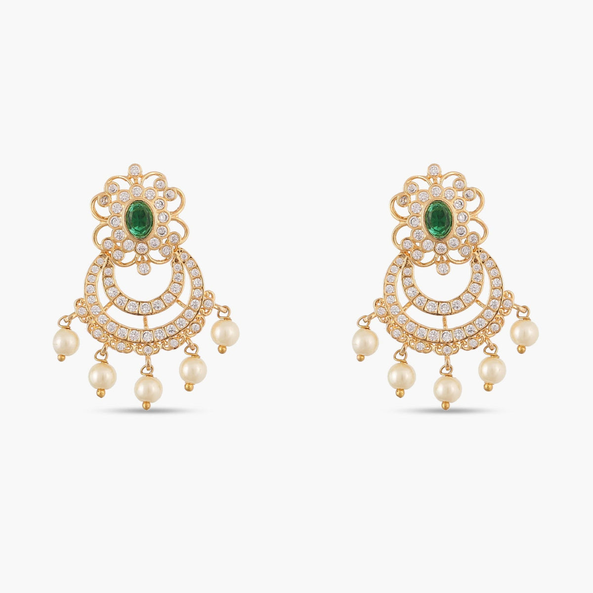 Sanvika Nakshatra CZ Chandbali Earrings