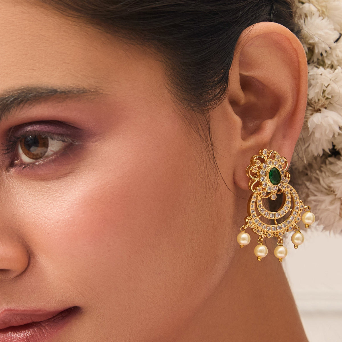 Sanvika Nakshatra CZ Chandbali Earrings