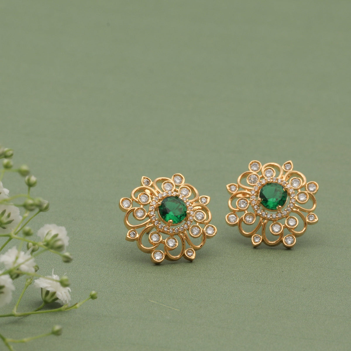 Flora Nakshatra CZ Stud Earrings