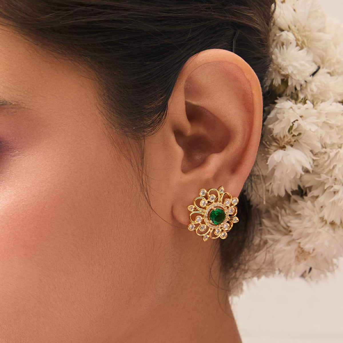 Flora Nakshatra CZ Stud Earrings