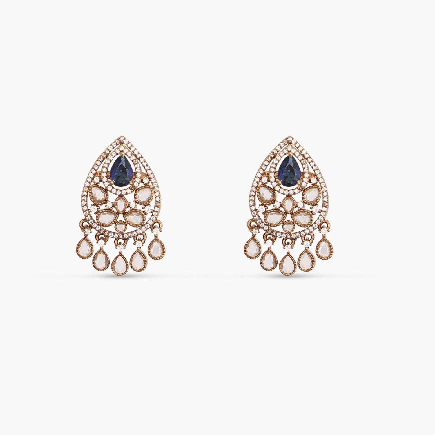 Delara Nakshtra CZ Blue Stud Earrings