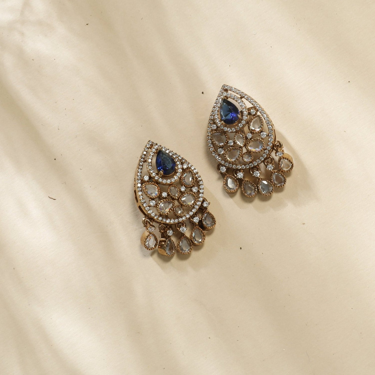 Delara Nakshtra CZ Blue Stud Earrings