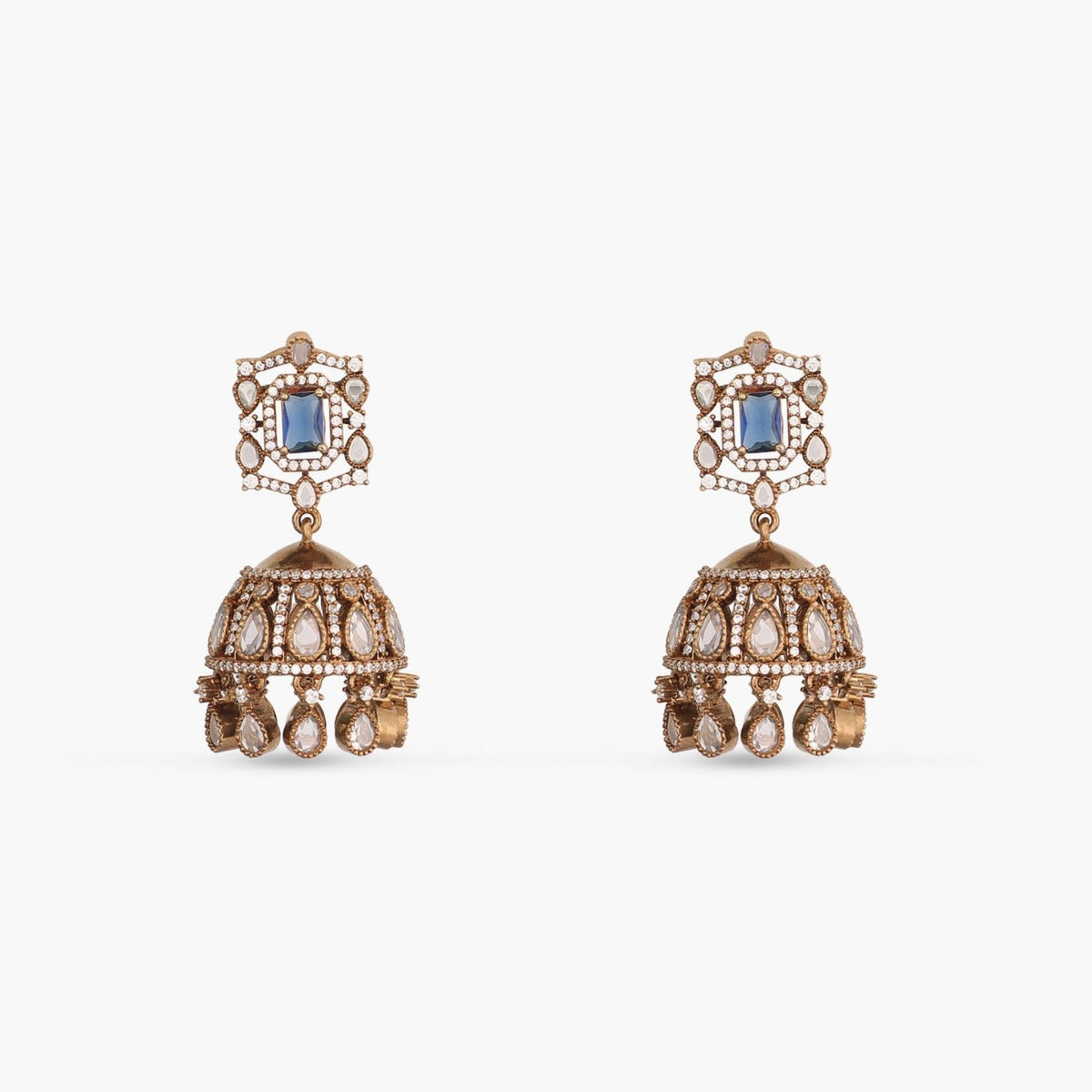 Ariana CZ Blue Jhumka Earrings