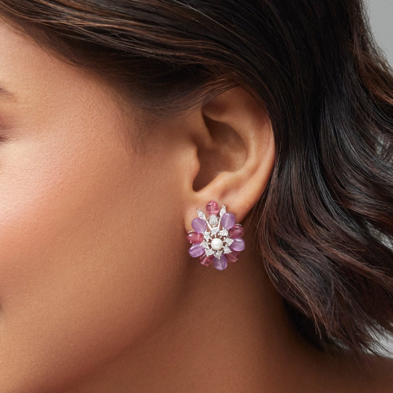 Jasmine Delicate CZ Lavender Stud Earrings