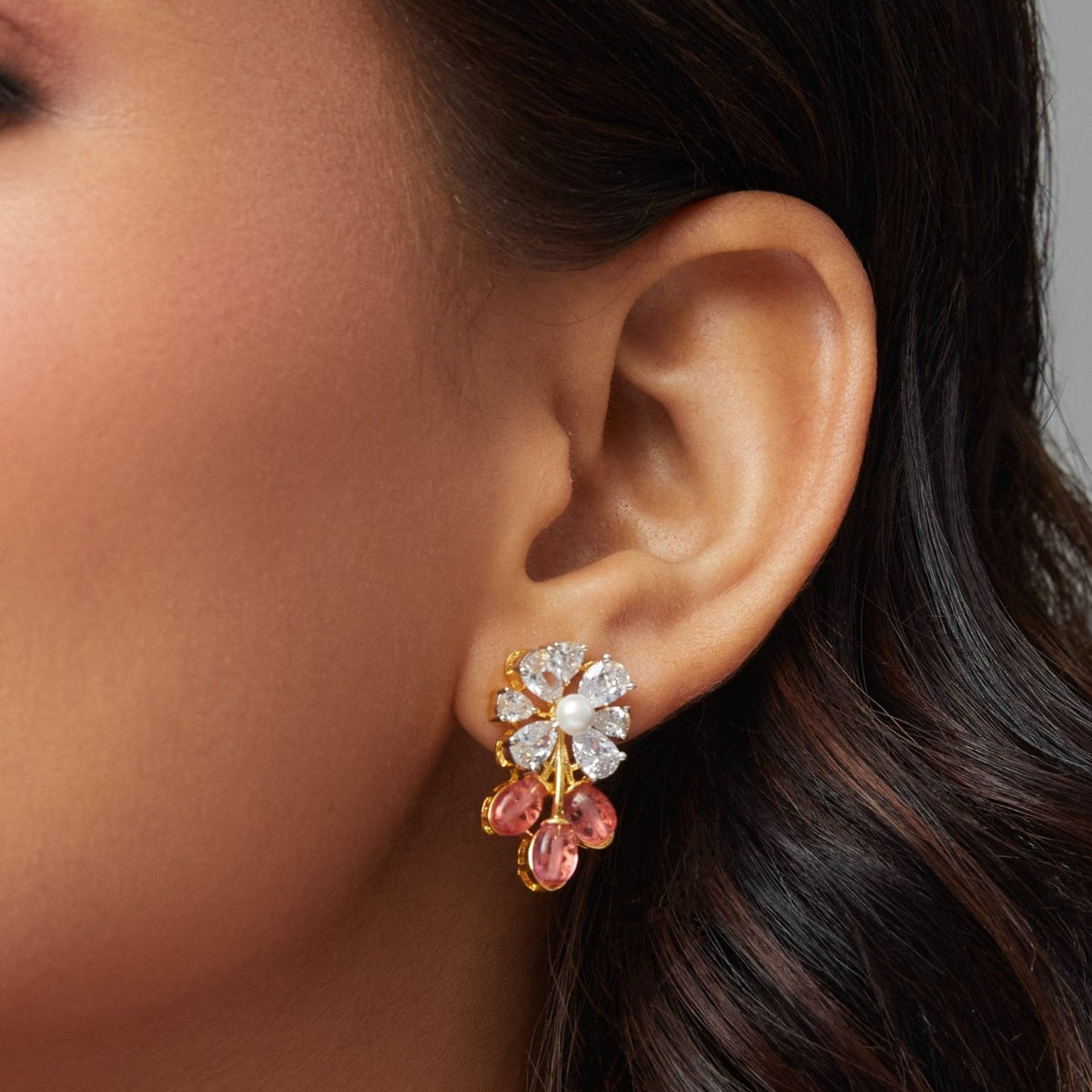 Shayara Nakshatra CZ Red Stud Earrings