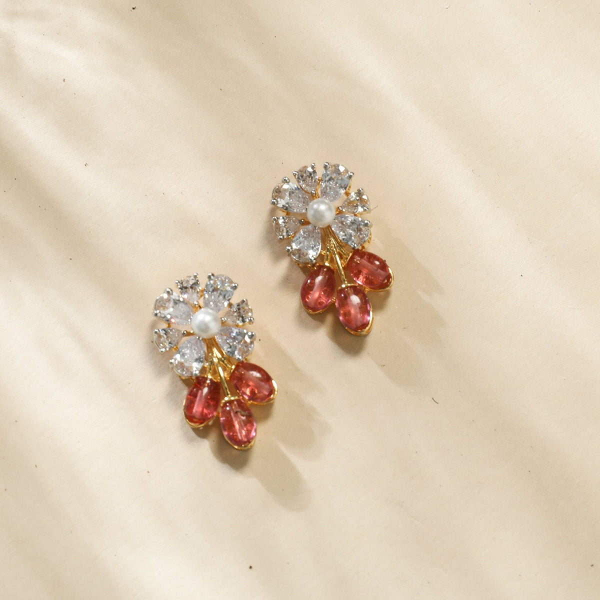 Shayara Nakshatra CZ Red Stud Earrings