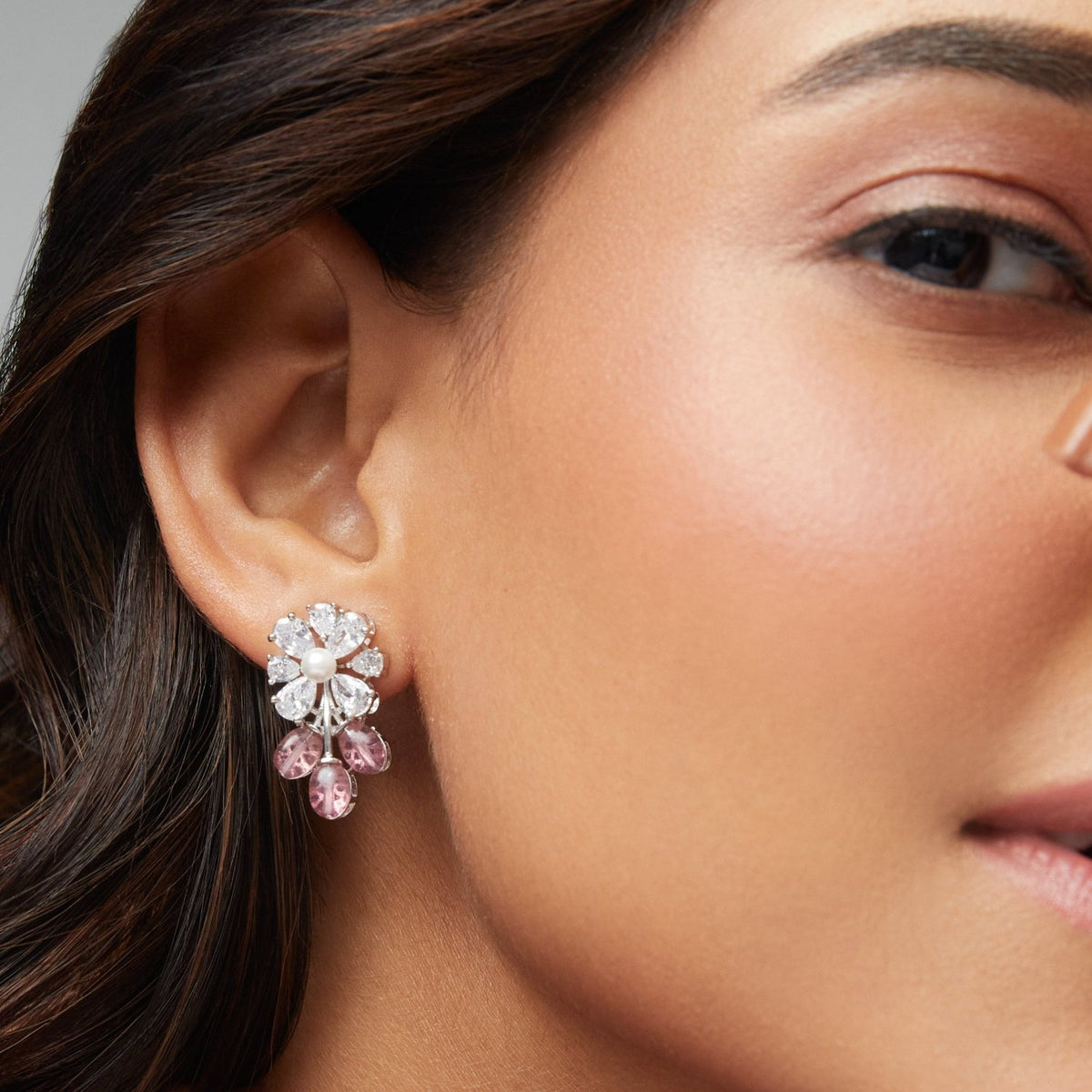 Shayara Nakshatra CZ Pink Stud Earrings