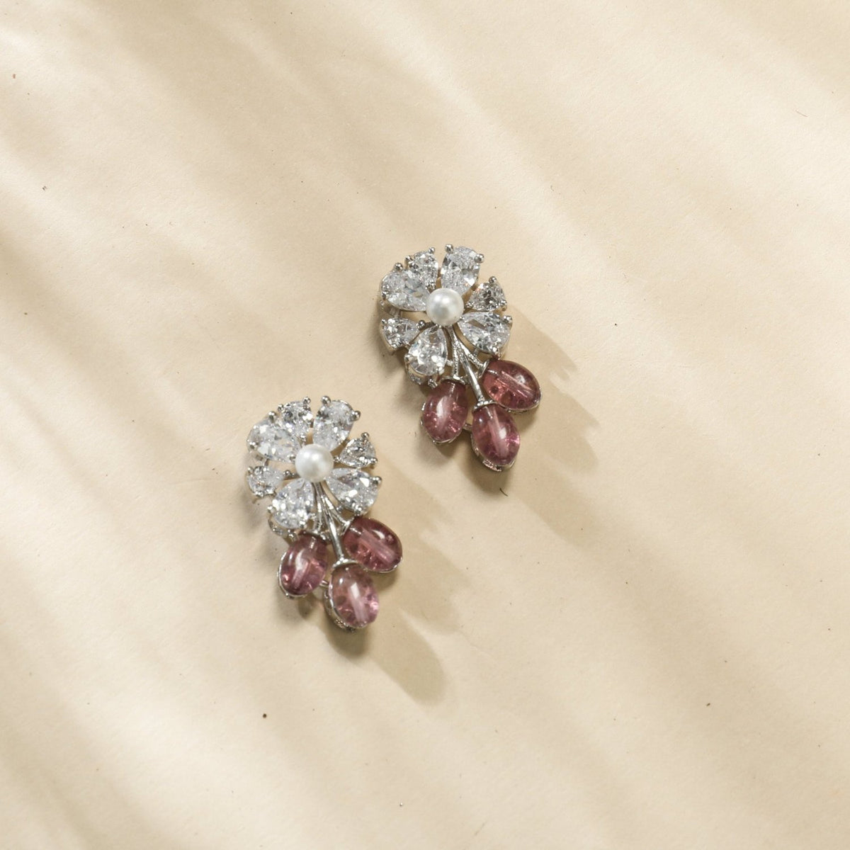 Shayara Nakshatra CZ Pink Stud Earrings