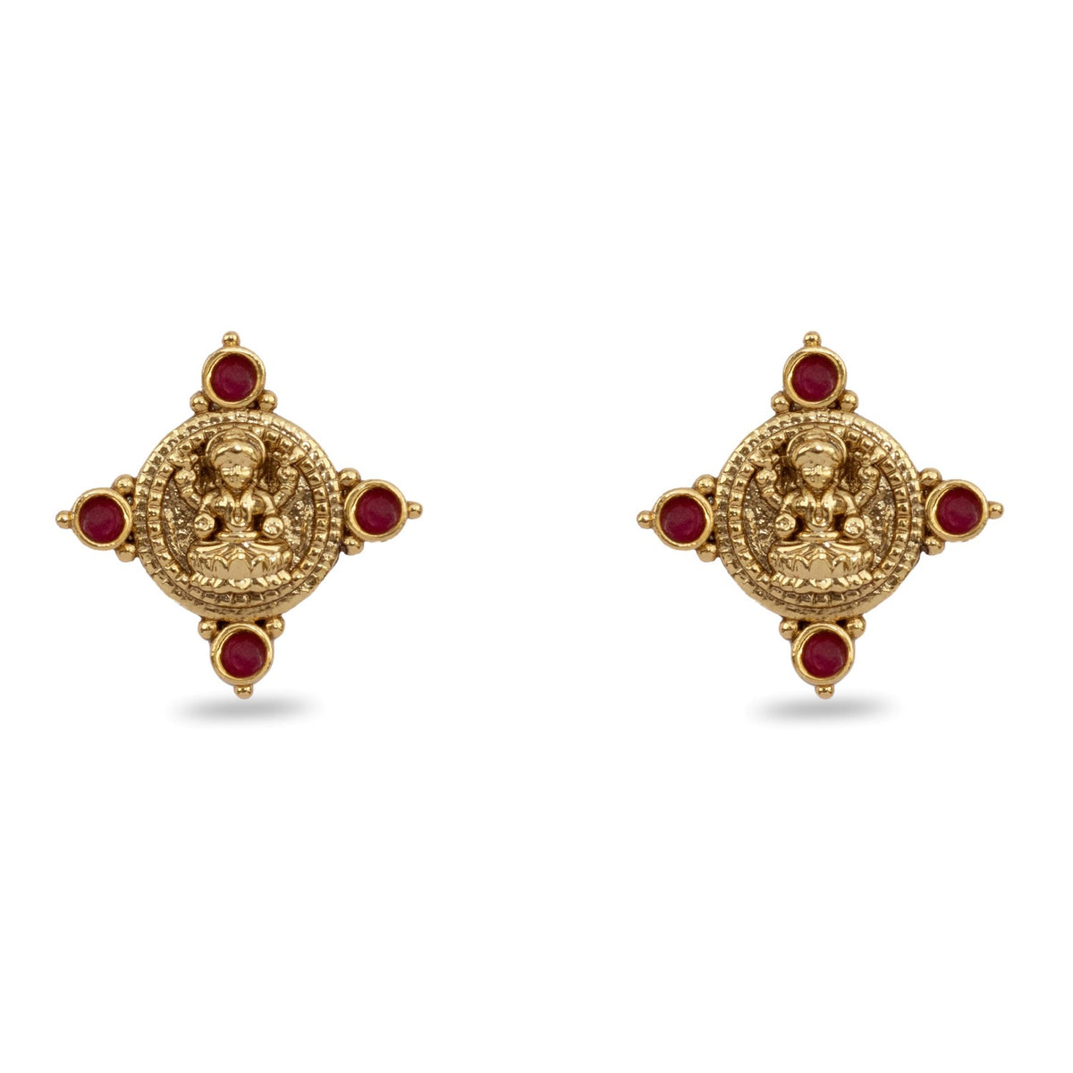 Parthivi Temple Red Kempu Necklace Set