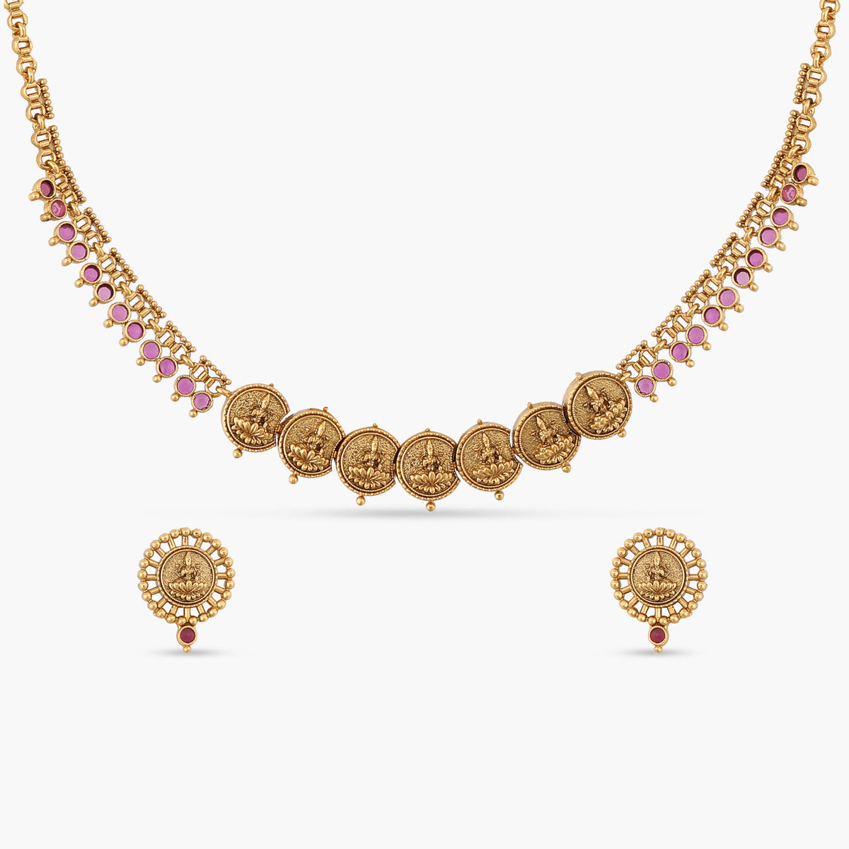 Arya Heritage Red Kempu Necklace Set