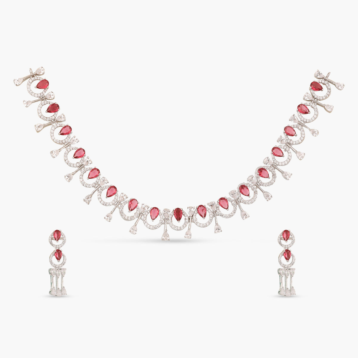 Amara Red CZ Necklace Set