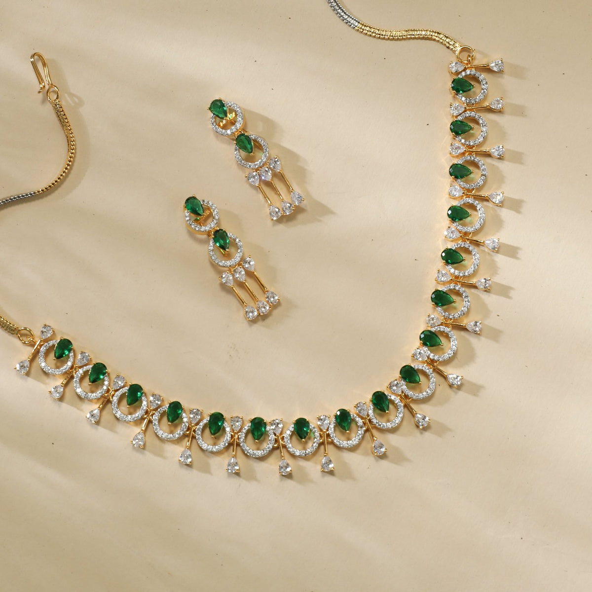 Amara Green CZ Necklace Set