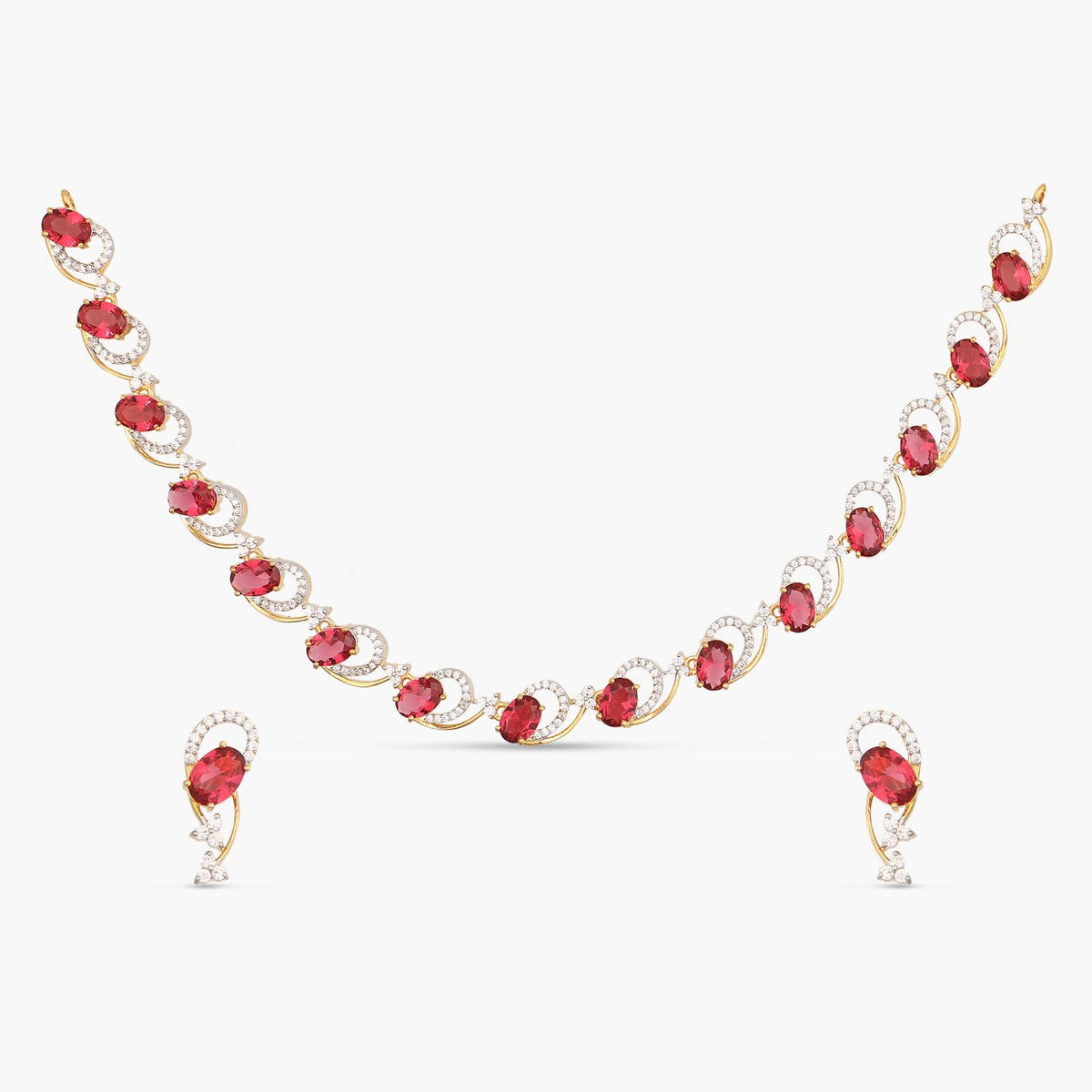 Ariyahi CZ Red Necklace Set