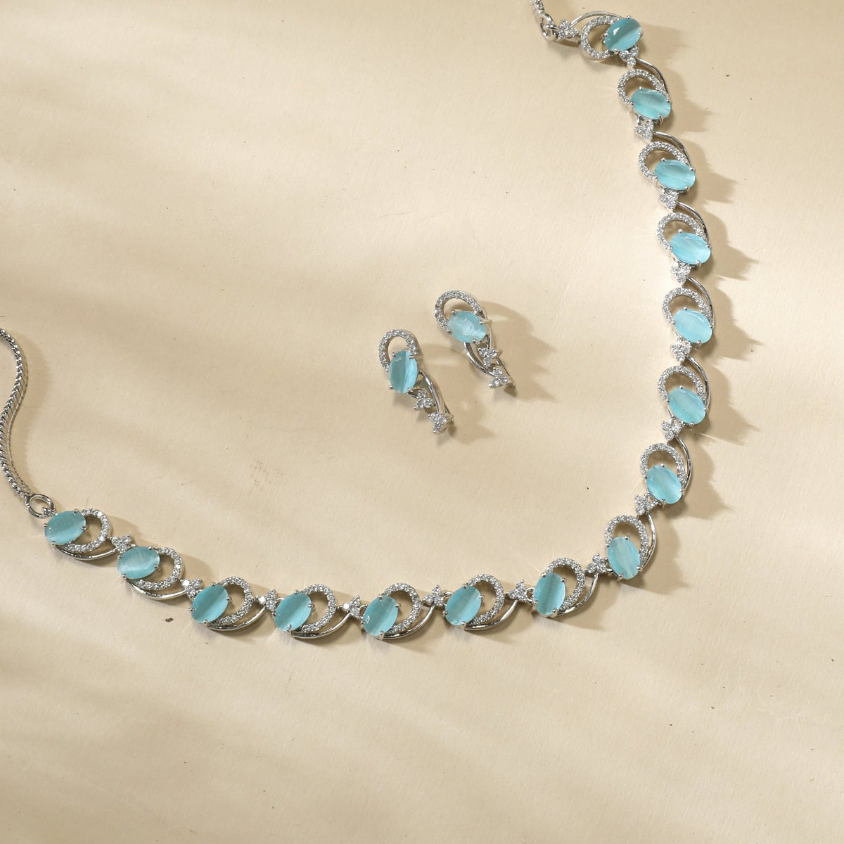 Ariyahi CZ Aqua Necklace Set