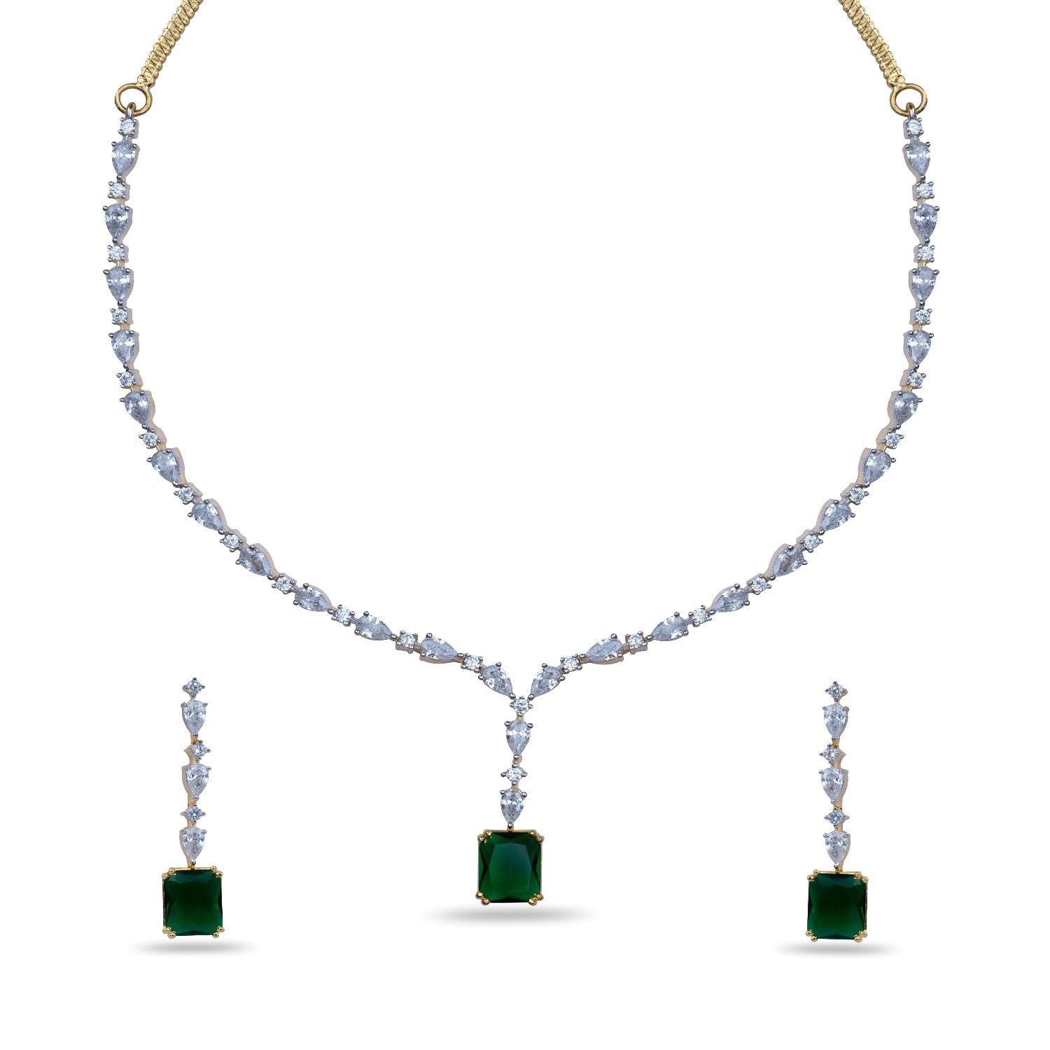 Violetta CZ Green Necklace Set