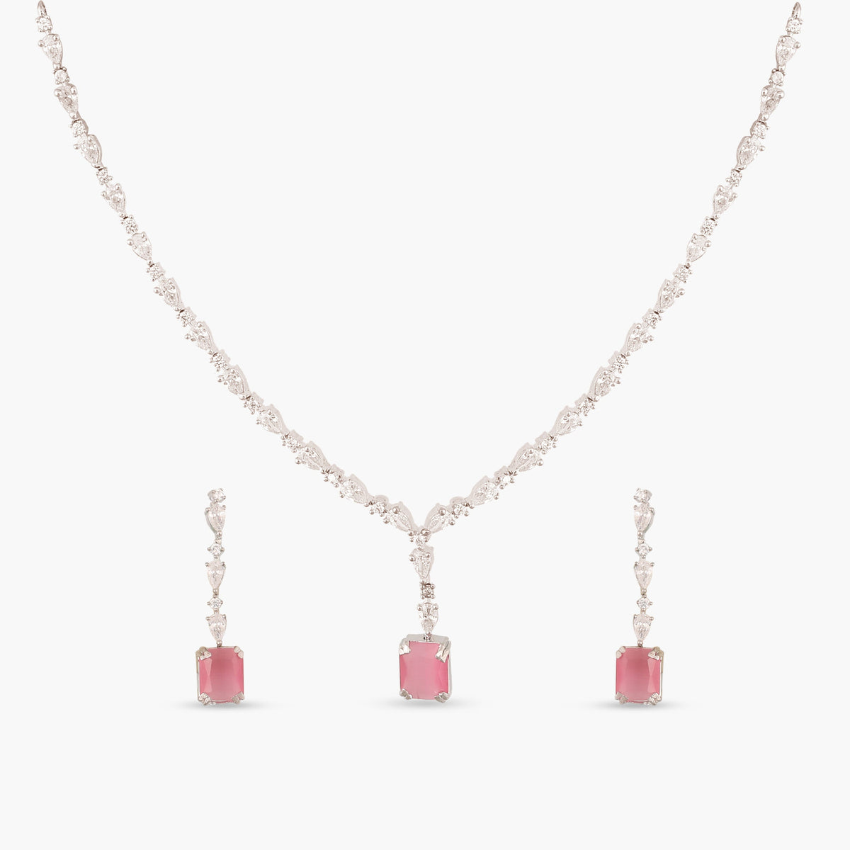 Violetta CZ Pink Necklace Set