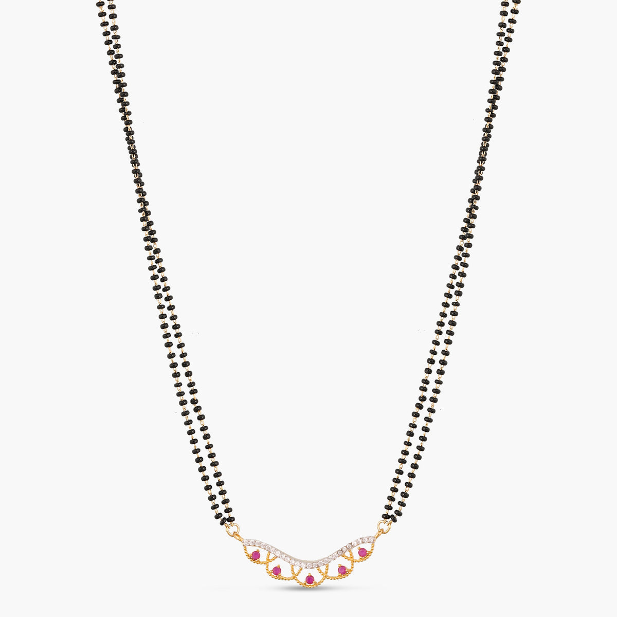 Vivana CZ White Red Black Beads Necklace